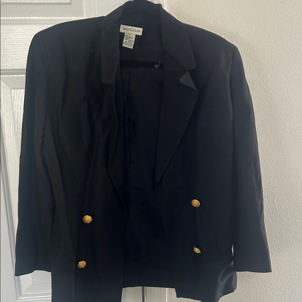 Ann Taylor Charcoal Blazer with Elegant Accents